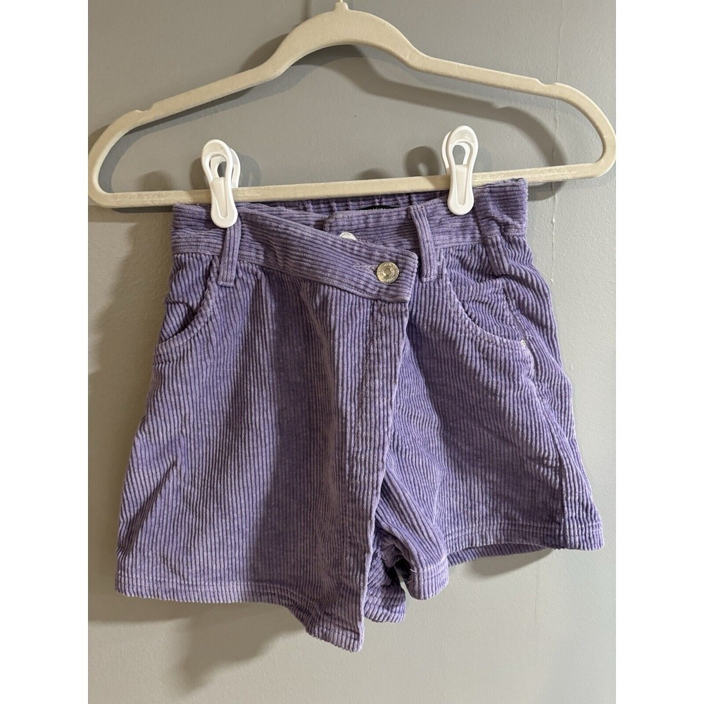Bershka Womens Lavender Purple Corduroy Asymmetrical‎ Waist Shorts XS Lavender